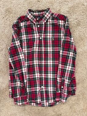 Polo by Ralph Lauren Red Green Plaid Button-Down Shirt
